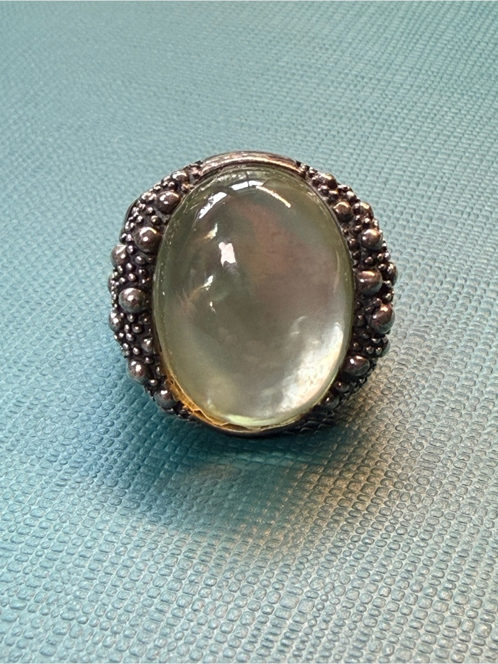 Michael Dawkins Sterling Silver 925 Mint Quartz MOP Doublet Starry Night Ring